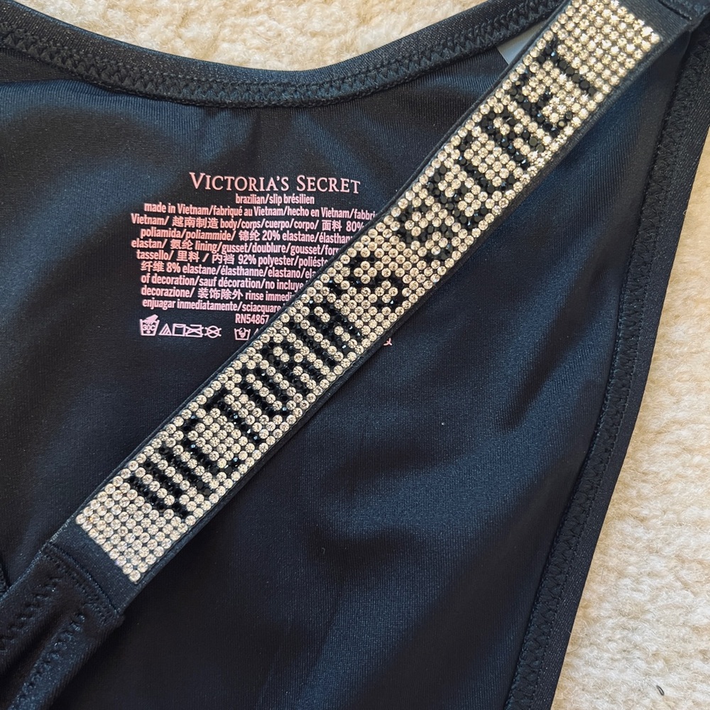 Victoria's Secret Black Bikini Bottom with Rhinestone Detail - Picture 2 of 3